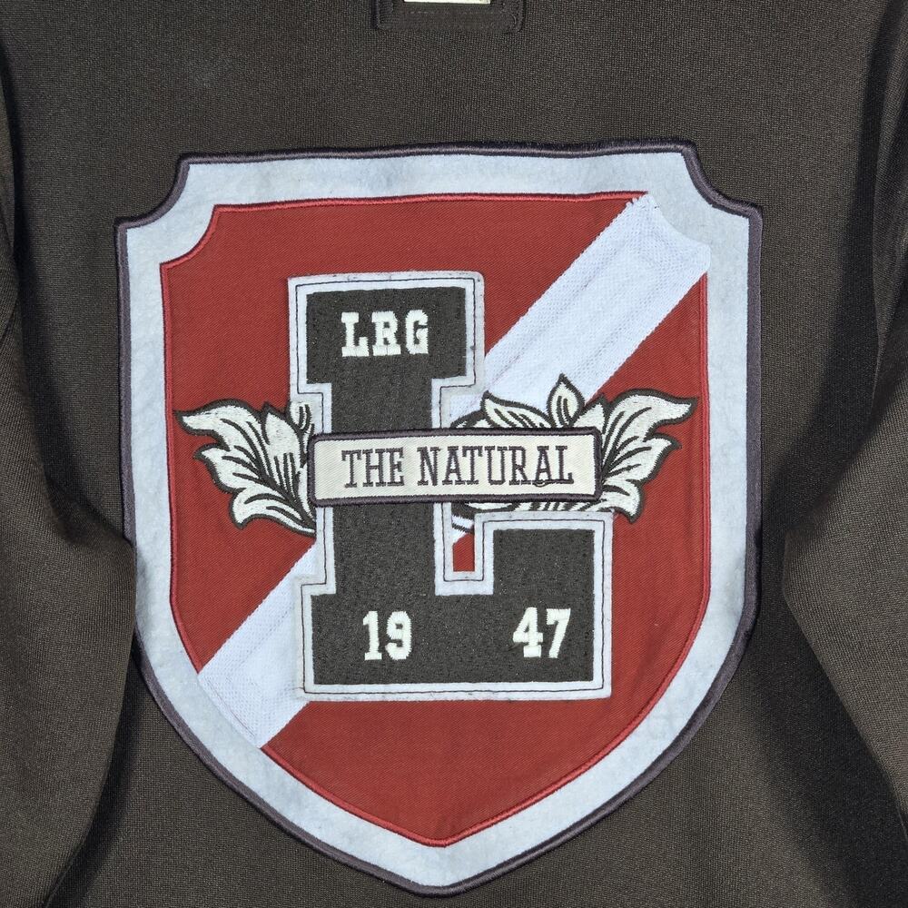 LRG Killa Cambridge Track Jacket Mens Medium Brown Suede Elbow Patches Varsity - Picture 3 of 12
